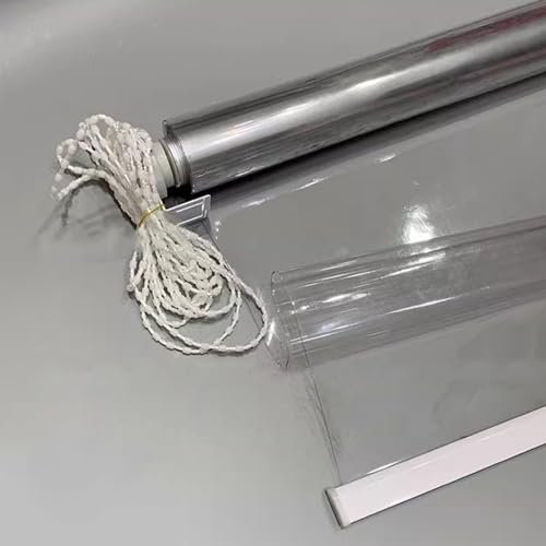 Estor enrollable de PVC transparente impermeable para ventana, toldo de PVC a prueba de polvo para uso en exteriores, tamaño personalizable (115 cm x 100 cm), perfecto para protección de patio y