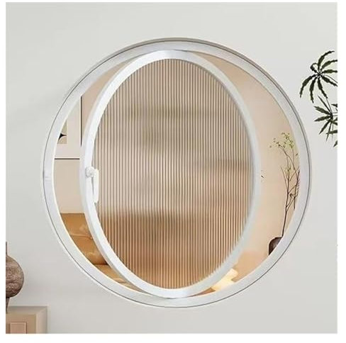 SZITW Ventana Redonda para cobertizo con ventilación Interior, Apertura giratoria de Eje Central, Vidrio Templado Rayado (80 cm/31,5)