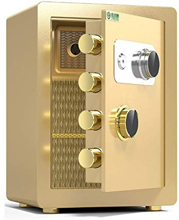 Mechanische Tresore, Kleiner 45-cm-Sicherheitsschrank aus Stahl den Haushalt, Brandschutz, Diebstahlschutz, Aufbewahrungsbox für Hotel-/Firmendokumente, Gold