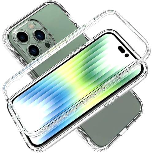 PANXIYUE Cover per iPhone 15 Pro Max,Custodia 2 in 1 TPU morbido Anteriore e PC Rigido, 360 Gradi Full Body Antiurto Protezione,Trasparente