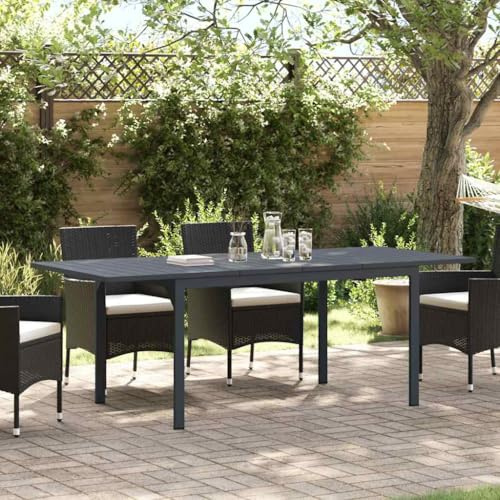 QZZCED Ausziehtisch, 2 Stück, Anthrazit, 210 x 90 x 73 cm, robuster Stahl, für den Außenbereich, rechteckiger Ausziehtisch mit solider Struktur und funktionalem Design, ideal für Terrasse