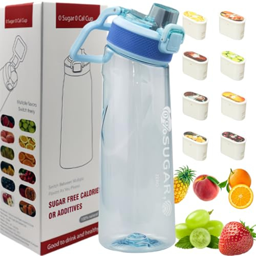 Putextile Water Bottle with 1 Flavor Capsule, 2.0 Upgraded Version, 700ml, BPA Free, for Gym and Outdoor Activities (Color B + 1 Random POD)