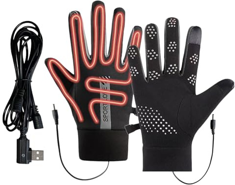 Veasbuu Beheizte Handschuhe, USB-betriebene elektrische Thermo-Heizung, 3 Modi, verstellbar, beheizter Handschuh, für Erwachsene, Outdoor, Winter, kaltes Wetter, Fahren, Skifahren, Reiten, Wandern
