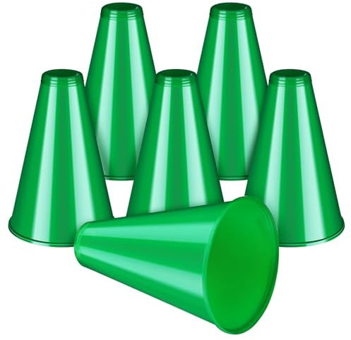 PACKOVE Lot de 6 Mégaphones Porte-Voix en Plastique Vert Son Puissant et Facile à Utiliser pour Événements et Rassemblements