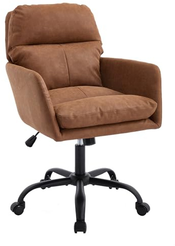 SEEDWAVE Bürostuhl im Vintage-Design mit PU-Leder in Used-Optik, höhenverstellbar, 360° drehbar, Retro Schreibtischstuhl für Büro und Homeoffice (Vintagebraun)
