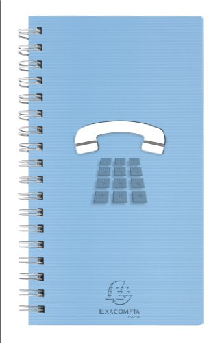 Exacompta - 130232 - Adressbücher mit Spiralbindung - Einband aus halbstarrem Kunststoff mit natürlicher Rückseite - 96 Seiten - 130 x 90 cm - Blau