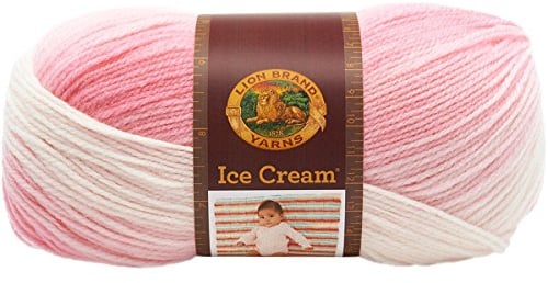 Lion Brand Yarn Company 100 Percent Acrylic Ice Cream Yarn, Strawberry, 923-207,10.89 x 10.89 x 22.32 cm