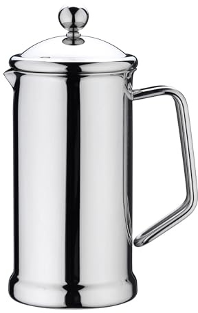 Café Stal Originals Range Single-Wall 18/10 Stainless Steel Elegant Plunger Cafetiere, 8-Cup, Mirror Finish