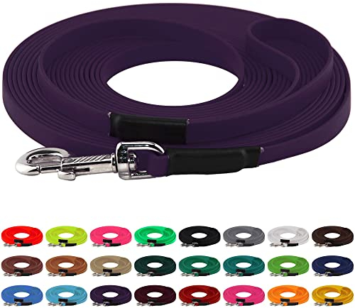 LENNIE BioThane Schleppleine, 19mm, Hunde ab 35kg, 5m lang, mit Handschlaufe, Lila/Violett, genäht