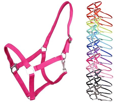NETPROSHOP Halfter oder Führstrick Einfarbig für Ihre Lieblinge Mini Shetty bis XL Full, Groesse:Shetty, Farbe:Pink