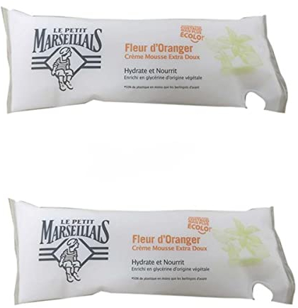 Le Petit Marseillais Schaum Gel Seife Orangenblüten 2 x 250 ml Nachfüllpack aus Frankreich