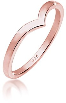 Elli Ring Damen V-Form Geo Stacking in 925 Sterling Silber Rosévergoldet