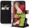 Cadorabo Hülle kompatibel mit LG G2 aus Premium Kunst Leder Flip Klappbare Stoßfeste Magnetische [Standfunktion] [Kartenfächern] Cover Hülle für LG G2 Tasche in Schwarz