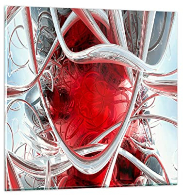 Bilder auf Glas Abstrakt zusammensetzung 3d grafiken Glasbild 30x30cm Wandbilder Dekoration Wohnzimmer Schlafzimmer Küche Deko Klein Wanddeko Bild im Glas Wand Kunstdruck Art Modern GAC30x30-0998