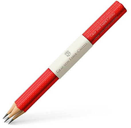 Graf von Faber-Castell 118632 Bleistifte Guilloche 3 Stück Indian Rot