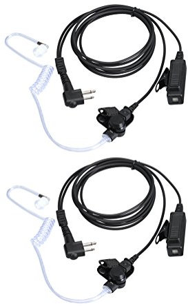KCTIN Earpieces for Motorola Walkie Talkies with Mic 2 Pin Acoustic Tube Headset and PPT for CP200 GP2000 XU1100 PRO1150 MU12 (2 Packs)