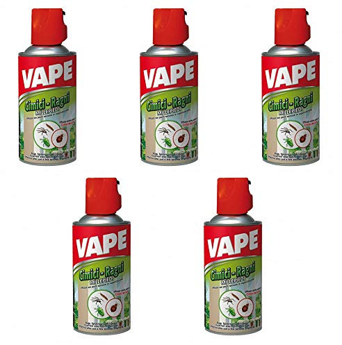 Vape Multipack da 5 Insetticidi Spray per Cimici Ragni Ragnatele e Millepiedi Spray da 300 Milliliters Ciascuno