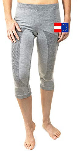 Merino & More Damen Funktionsunterwäsche Merinowolle - Funktions-Hose 3/4 lang (L)