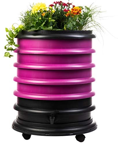 WORMbox | Lombricomposteur 4 Plateaux Framboise + Jardinière | 64 litres | Compostez Vos déchets organiques, Les vers de Terre/lombrics produisent du lombricompost