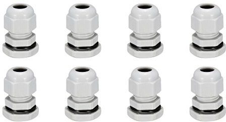 sourcing map 8Pcs M16 Cable Gland Waterproof Plastic Joint Adjustable Locknut White for 4mm-8mm Dia Cable Wire