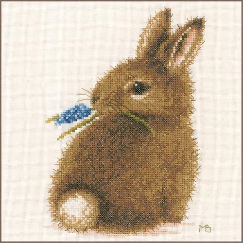 Lanarte PN-0175627 MB Rabbit Counted Cross Stitch Kit, Cotton, Multi-Colour, Approx. 16 x 21 cm / 6.4 x 8.4