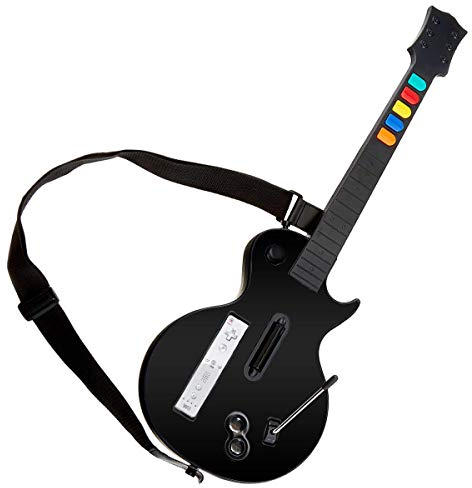 DOYO Guitar Hero Wii Gitarren Kabellose Schwarz für Guitar Hero und Rock Band Games Abnehmbare Gitarren Controller