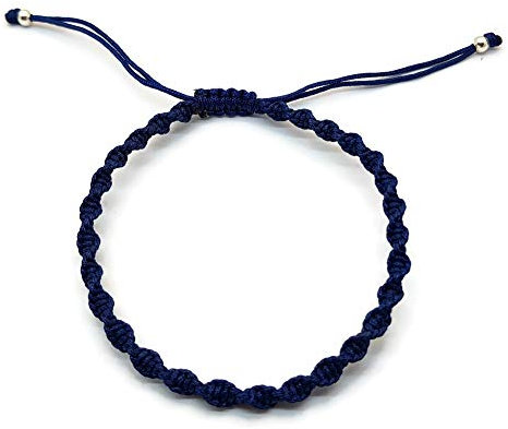 MYSTIC JEWELS – Braccialetto in Macrame, Girevole, con Filo colorato, Portafortuna, Good Luck (Blu)
