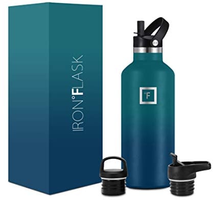 Insulated Water Bottle with Straw Lid Narrow - 950ml (3 Lids) - Cold 24hrs & Hot 12hrs Drinks - Double-Walled Stainless Steel Metal Leakproof Travel Sports Gym Camping & Hiking Hydration Flask
