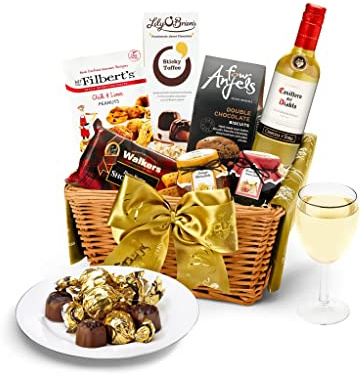 Windermere White Wine Hamper - Chardonnay Gift Set with Artisan Chocolates, Shortbread, Jam, Marmalade - White Wine Gifts for Her, from Regency Hampers