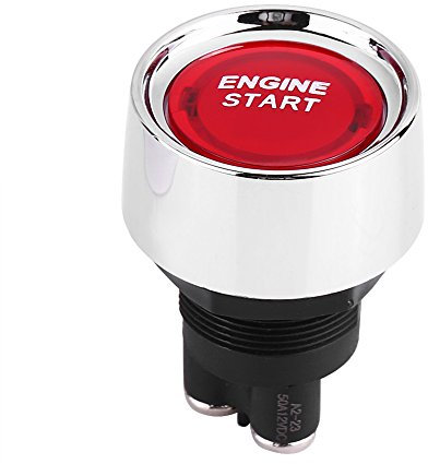 Yctze Commutateur de Démarrage de Moteur Bouton Poussoir Démarreur étanche Démarreur D'allumage de Commutateur de Bouton Poussoir de Démarrage de Moteur de Véhicule de Voiture 12V-24V 50A(rouge)