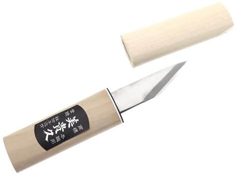 Ikeuti Couteau Artisanal Kiridashi Katana Lame Carbone Menuiserie Ebénisterie Bois- Forgé Main au Japon (Polie, 75 mm)