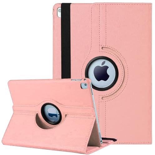PURE HITECH Case for iPad 10.2 inch 9th/8th/7th Generation (2021/2020/2019) | Premium PU & PC iPad Rotate Case with Auto Wake/Sleep Feature - Rose Gold