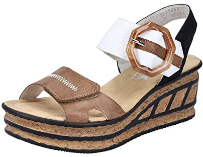 Rieker Gift Womens Wedge Heel Sandals 7.5 UK Beige Combi