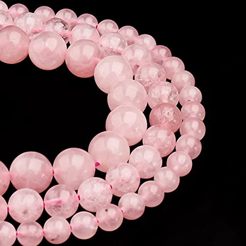 Filluck Natural Crystal Beads 6mm Rose Quartz Polished Round Smooth Gemstone Beads for Jewelry Making 15 Inch(Rose Quartz,6mm)