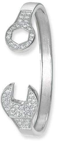 Spanner Bangle Solid Silver Ladies Bracelet Cubic Zirconia 15.5 grams