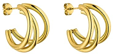 PURELEI® Eono Ohrringe (Gold) – Damenohrringe aus langlebigem Edelstahl – Wasserfeste Ohrringe Damen – 2 cm Durchmesser – Modeschmuck für deinen individuellen Look, Sterling-Silber