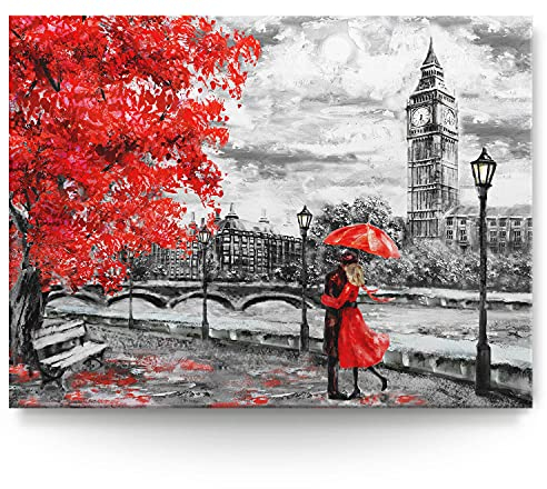 BilderKing Wandbild London Gemälde Reproduktion - 200cm x 150cm Leinwand auf 4cm Keilrahmen