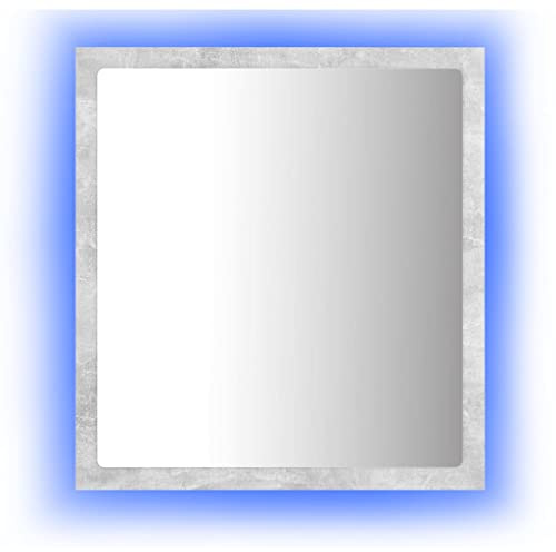 vidaXL LED Badspiegel Wandspiegel Badezimmerspiegel Lichtspiegel Spiegel Hängespiegel Bad Badezimmer Beleuchtung Betongrau 40x8,5x37cm Acryl
