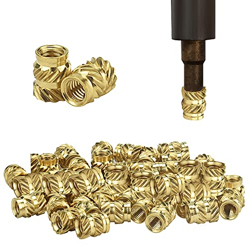 STCRERAG 50 Stücke Gewindeeinsatz 3d Druck Lötkolben Gewindebuchse Einpressen Innengewinde Einpressmutter Threaded Inserts M3 Messing Schmelzgewinde Gewindemutter für Kunststoffteile 3D Druckteile