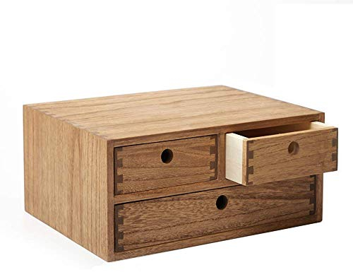 KIRIGEN Schreibtisch-Organizer aus Holz Bürobedarf Ablage aufgeräumt Aufbewahrungsregal Schrank Schmuck Organizer mit 3 Schubladen Dunkelbraun