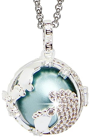 MAMIJUX Llamador de ángeles con jaula perforada con pies y bola interior, con cadena de acero de 110 cm de longitud, TU, Latón, No aplicable