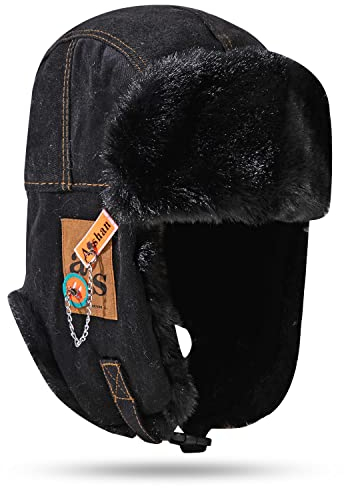 CLAPE Schneedichte Fliegermütze Warme Baumwolle Trappermütze Wintermütze mit Ohrenklappen Trapper Hat with Earflaps Bomber Hut