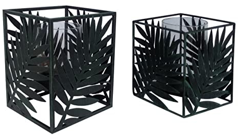 Trend Line Windlicht Metall Palme 16 x 16 x 21 cm Kerzenständer & Teelichthalter
