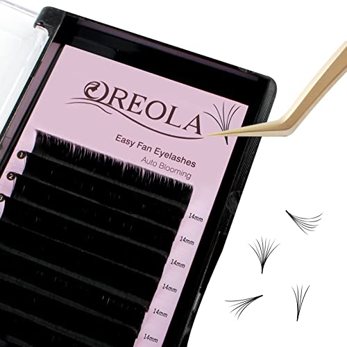 Oreola Lash Extensions Artificial Volume Eyelash Extensions Natural Easy Fanning Lashes Blooming Fast Eye Lash Soft Natural Light 0.07C 14mm