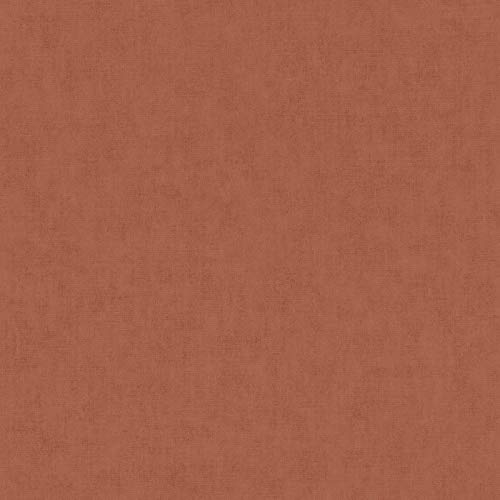 Vliestapete in Terracotta | Einfarbige Tapete in Dunkelrot Orange für Wohnzimmer und Esszimmer | Uni Tapete mit Vinyl in Putzoptik