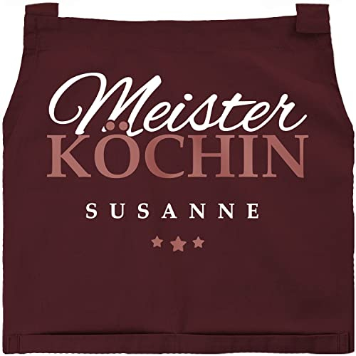 SpecialMe® Kochschürze Küchenschürze Damen Meisterköchin personalisierte Schürze für Frauen mit Namen Baumwolle bordeauxrot unisize