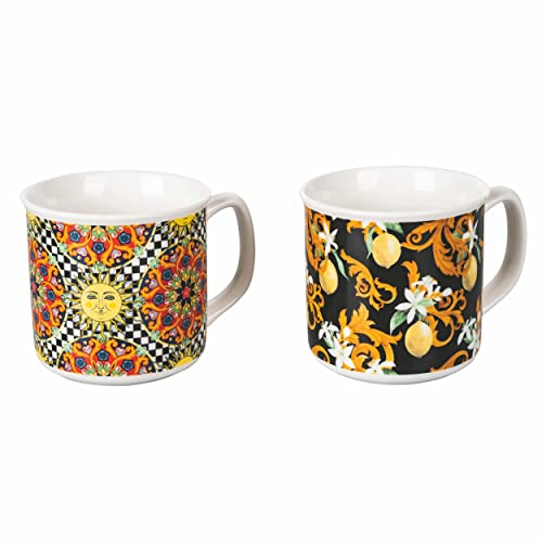 Villa d'Este Home Tivoli Set 2 Tazze colazione Italian Beauty, in bone china, 350 ml