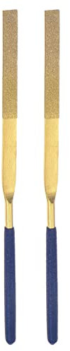 sourcing map Lima ad ago diamantata, 4 mm x 160 mm, rivestita in titanio, con manici piatti, per metallo, legno, pietra, marmo, 2 pezzi