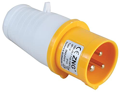PRO ELEC 16A 110V Cable Mount CEE Plug, 2P+E, Industrial Connector, IP44 Rated – Yellow (PEL0114)