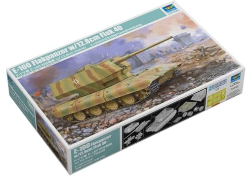 Trumpeter HobbyBoss 759585-1/35 E-100 Flakpanzer mit 12,8 cm Flak 40 - Maßstab 1:35